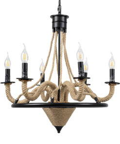 GLOBOSTAR® PENNSYLVANIA 00541 Vintage Κρεμαστό Φωτιστικό Οροφής με Ντουί 6 x E14 AC 220-240V IP20 - Μαύρο & Μπεζ - Μ64 x Π64 x Υ63cm 18 00541 4