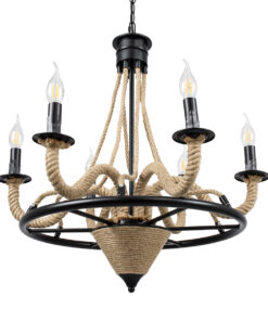 GLOBOSTAR® PENNSYLVANIA 00541 Vintage Κρεμαστό Φωτιστικό Οροφής με Ντουί 6 x E14 AC 220-240V IP20 - Μαύρο & Μπεζ - Μ64 x Π64 x Υ63cm 19 00541 5