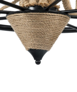 GLOBOSTAR® PENNSYLVANIA 00541 Vintage Κρεμαστό Φωτιστικό Οροφής με Ντουί 6 x E14 AC 220-240V IP20 - Μαύρο & Μπεζ - Μ64 x Π64 x Υ63cm 21 00541 7
