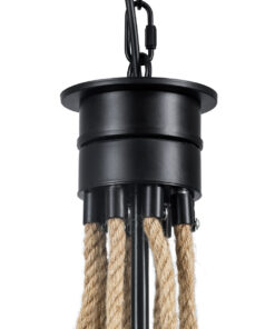 GLOBOSTAR® PENNSYLVANIA 00541 Vintage Κρεμαστό Φωτιστικό Οροφής με Ντουί 6 x E14 AC 220-240V IP20 - Μαύρο & Μπεζ - Μ64 x Π64 x Υ63cm 22 00541 8