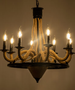 Alternative view of GLOBOSTAR® PENNSYLVANIA 00542 Vintage Κρεμαστό Φωτιστικό Οροφής με Ντουί 8 x E14 AC 220-240V IP20 - Μαύρο & Μπεζ - Μ64 x Π64 x Υ63cm