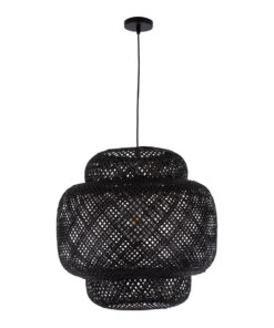 GLOBOSTAR® MALDIVES 00579 Boho Κρεμαστό Φωτιστικό Οροφής με Ντουί 1 x E27 AC 220-240V IP20 - Μαύρο - Μ56 x Π56 x Y54cm 13 00579 3