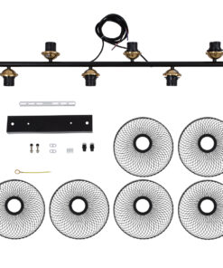 GLOBOSTAR® VERONA 00587 Μοντέρνο Κρεμαστό Φωτιστικό Οροφής με Ντουί 6 x E27 AC 220-240V IP20 - Μαύρο & Χρυσό - Μ100 x Π28 x Υ20cm 19 00587 10