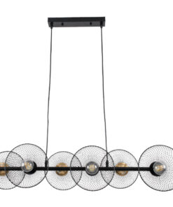 GLOBOSTAR® VERONA 00587 Μοντέρνο Κρεμαστό Φωτιστικό Οροφής με Ντουί 6 x E27 AC 220-240V IP20 - Μαύρο & Χρυσό - Μ100 x Π28 x Υ20cm 13 00587 4