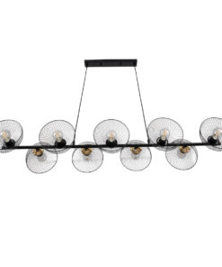 Alternative view of GLOBOSTAR® VERONA 00588 Μοντέρνο Κρεμαστό Φωτιστικό Οροφής με Ντουί 9 x E27 AC 220-240V IP20 - Μαύρο & Χρυσό - Μ140 x Π28 x Υ20cm