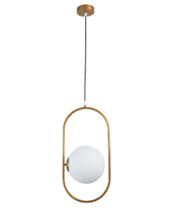 GLOBOSTAR® HAMBURG 00592 Μοντέρνο Κρεμαστό Φωτιστικό Οροφής με Ντουί 1 x E14 AC 220-240V IP20 - Χρυσό & Λευκό - Μ25 x Π20 x Υ50cm 17 00592 3