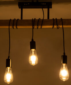 Alternative view of GLOBOSTAR® JOLLY 00605 Vintage Κρεμαστό Φωτιστικό Οροφής με Ντουί 3 x E27 AC 220-240V IP20 - Μαύρο & Μπεζ - Μ55 x Π6 x Υ115cm