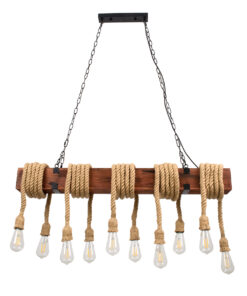 GLOBOSTAR® VIKING 00607 Boho Κρεμαστό Φωτιστικό Οροφής με Ντουί 10 x E27 AC 220-240V IP20 - Καφε & Μπεζ - Μ108 x Π11 x Υ220cm 16 00607 5