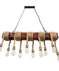 GLOBOSTAR® VIKING 00607 Boho Κρεμαστό Φωτιστικό Οροφής με Ντουί 10 x E27 AC 220-240V IP20 - Καφε & Μπεζ - Μ108 x Π11 x Υ220cm 17 00607 6