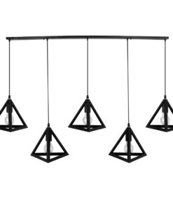 GLOBOSTAR® TRIANGLE 00608 Μοντέρνο Κρεμαστό Φωτιστικό Οροφής με Ντουί 5 x E27 AC 220-240V IP20 - Μαύρο - Μ170 x Π22 x Y130cm 14 00608 3