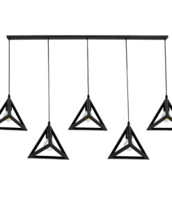 GLOBOSTAR® TRIANGLE 00608 Μοντέρνο Κρεμαστό Φωτιστικό Οροφής με Ντουί 5 x E27 AC 220-240V IP20 - Μαύρο - Μ170 x Π22 x Y130cm 15 00608 4