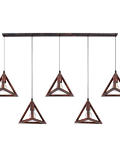 GloboStar® GLOBOSTAR® TRIANGLE 00609 Μοντέρνο Κρεμαστό Φωτιστικό Οροφής με Ντουί 5 x E27 AC 220-240V IP20 - Χάλκινο - Μ170 x Π22 x Y130cm