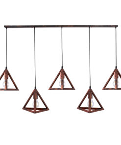 Alternative view of GLOBOSTAR® TRIANGLE 00609 Μοντέρνο Κρεμαστό Φωτιστικό Οροφής με Ντουί 5 x E27 AC 220-240V IP20 - Χάλκινο - Μ170 x Π22 x Y130cm