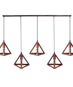 GLOBOSTAR® TRIANGLE 00609 Μοντέρνο Κρεμαστό Φωτιστικό Οροφής με Ντουί 5 x E27 AC 220-240V IP20 - Χάλκινο - Μ170 x Π22 x Y130cm 14 00609 3