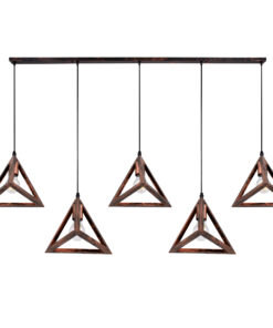 GLOBOSTAR® TRIANGLE 00609 Μοντέρνο Κρεμαστό Φωτιστικό Οροφής με Ντουί 5 x E27 AC 220-240V IP20 - Χάλκινο - Μ170 x Π22 x Y130cm 15 00609 4