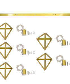 GLOBOSTAR® TRIANGLE 00610 Μοντέρνο Κρεμαστό Φωτιστικό Οροφής με Ντουί 5 x E27 AC 220-240V IP20 - Χρυσό - Μ170 x Π22 x Y130cm 22 00610 10