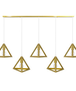 GLOBOSTAR® TRIANGLE 00610 Μοντέρνο Κρεμαστό Φωτιστικό Οροφής με Ντουί 5 x E27 AC 220-240V IP20 - Χρυσό - Μ170 x Π22 x Y130cm 15 00610 3