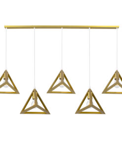 GLOBOSTAR® TRIANGLE 00610 Μοντέρνο Κρεμαστό Φωτιστικό Οροφής με Ντουί 5 x E27 AC 220-240V IP20 - Χρυσό - Μ170 x Π22 x Y130cm 16 00610 4