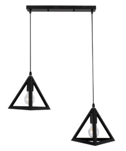 Alternative view of GLOBOSTAR® TRIANGLE 00611 Μοντέρνο Κρεμαστό Φωτιστικό Οροφής με Ντουί 2 x E27 AC 220-240V IP20 - Μαύρο - Μ60 x Π22 x Y130cm