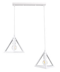 Alternative view of GLOBOSTAR® TRIANGLE 00612 Μοντέρνο Κρεμαστό Φωτιστικό Οροφής με Ντουί 2 x E27 AC 220-240V IP20 - Λευκό - Μ60 x Π22 x Y130cm