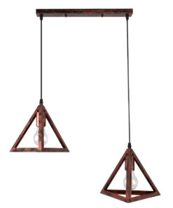 Alternative view of GLOBOSTAR® TRIANGLE 00613 Μοντέρνο Κρεμαστό Φωτιστικό Οροφής με Ντουί 2 x E27 AC 220-240V IP20 - Χάλκινο - Μ60 x Π22 x Y130cm