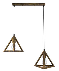 Alternative view of GLOBOSTAR® TRIANGLE 00614 Μοντέρνο Κρεμαστό Φωτιστικό Οροφής με Ντουί 2 x E27 AC 220-240V IP20 - Μπρούτζινο - Μ60 x Π22 x Y130cm