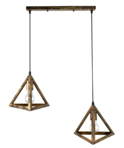 GLOBOSTAR® TRIANGLE 00614 Μοντέρνο Κρεμαστό Φωτιστικό Οροφής με Ντουί 2 x E27 AC 220-240V IP20 - Μπρούτζινο - Μ60 x Π22 x Y130cm 14 00614 3