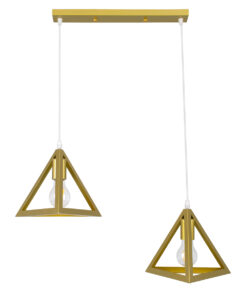 Alternative view of GLOBOSTAR® TRIANGLE 00615 Μοντέρνο Κρεμαστό Φωτιστικό Οροφής με Ντουί 2 x E27 AC 220-240V IP20 - Χρυσό - Μ60 x Π22 x Y130cm