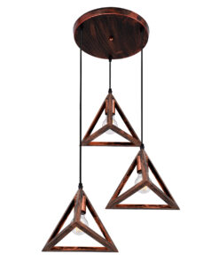 GLOBOSTAR® TRIANGLE 00618 Μοντέρνο Κρεμαστό Φωτιστικό Οροφής με Ντουί 3 x E27 AC 220-240V IP20 - Χάλκινο - Μ49 x Π49 x Y130cm 15 00618 4