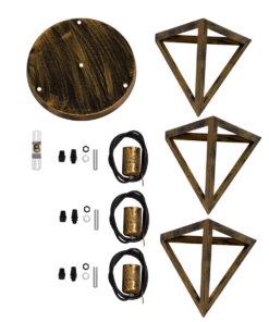 GLOBOSTAR® TRIANGLE 00619 Μοντέρνο Κρεμαστό Φωτιστικό Οροφής με Ντουί 3 x E27 AC 220-240V IP20 - Μπρούτζινο - Μ49 x Π49 x Y130cm 22 00619 10