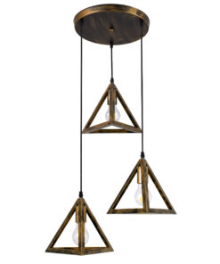 Alternative view of GLOBOSTAR® TRIANGLE 00619 Μοντέρνο Κρεμαστό Φωτιστικό Οροφής με Ντουί 3 x E27 AC 220-240V IP20 - Μπρούτζινο - Μ49 x Π49 x Y130cm