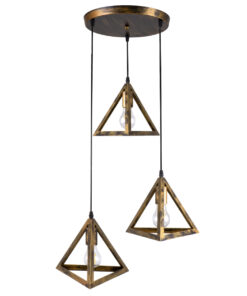 GLOBOSTAR® TRIANGLE 00619 Μοντέρνο Κρεμαστό Φωτιστικό Οροφής με Ντουί 3 x E27 AC 220-240V IP20 - Μπρούτζινο - Μ49 x Π49 x Y130cm 15 00619 3