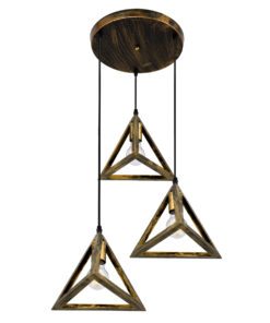 GLOBOSTAR® TRIANGLE 00619 Μοντέρνο Κρεμαστό Φωτιστικό Οροφής με Ντουί 3 x E27 AC 220-240V IP20 - Μπρούτζινο - Μ49 x Π49 x Y130cm 16 00619 4