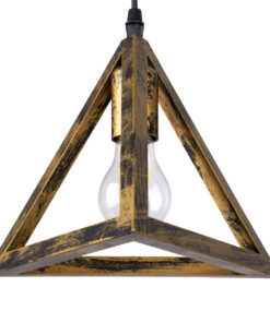 GLOBOSTAR® TRIANGLE 00619 Μοντέρνο Κρεμαστό Φωτιστικό Οροφής με Ντουί 3 x E27 AC 220-240V IP20 - Μπρούτζινο - Μ49 x Π49 x Y130cm 18 00619 6