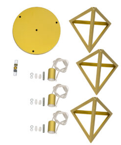 GLOBOSTAR® TRIANGLE 00620 Μοντέρνο Κρεμαστό Φωτιστικό Οροφής με Ντουί 3 x E27 AC 220-240V IP20 - Χρυσό - Μ49 x Π49 x Y130cm 21 00620 10