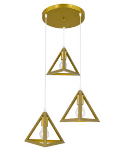 GLOBOSTAR® TRIANGLE 00620 Μοντέρνο Κρεμαστό Φωτιστικό Οροφής με Ντουί 3 x E27 AC 220-240V IP20 - Χρυσό - Μ49 x Π49 x Y130cm 13 00620 2