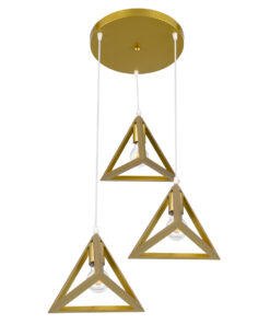 GLOBOSTAR® TRIANGLE 00620 Μοντέρνο Κρεμαστό Φωτιστικό Οροφής με Ντουί 3 x E27 AC 220-240V IP20 - Χρυσό - Μ49 x Π49 x Y130cm 15 00620 4