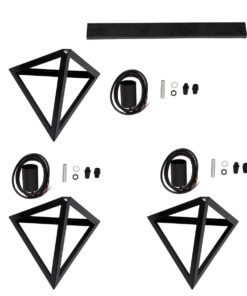 GLOBOSTAR® TRIANGLE 00621 Μοντέρνο Κρεμαστό Φωτιστικό Οροφής με Ντουί 3 x E27 AC 220-240V IP20 - Μαύρο - Μ70 x Π22 x Y130cm 21 00621 10