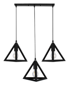 Alternative view of GLOBOSTAR® TRIANGLE 00621 Μοντέρνο Κρεμαστό Φωτιστικό Οροφής με Ντουί 3 x E27 AC 220-240V IP20 - Μαύρο - Μ70 x Π22 x Y130cm