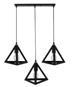 GLOBOSTAR® TRIANGLE 00621 Μοντέρνο Κρεμαστό Φωτιστικό Οροφής με Ντουί 3 x E27 AC 220-240V IP20 - Μαύρο - Μ70 x Π22 x Y130cm 14 00621 3