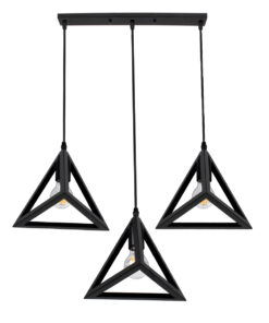 GLOBOSTAR® TRIANGLE 00621 Μοντέρνο Κρεμαστό Φωτιστικό Οροφής με Ντουί 3 x E27 AC 220-240V IP20 - Μαύρο - Μ70 x Π22 x Y130cm 15 00621 4