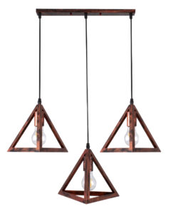 Alternative view of GLOBOSTAR® TRIANGLE 00623 Μοντέρνο Κρεμαστό Φωτιστικό Οροφής με Ντουί 3 x E27 AC 220-240V IP20 - Χάλκινο - Μ70 x Π22 x Y130cm