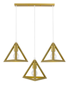 Alternative view of GLOBOSTAR® TRIANGLE 00625 Μοντέρνο Κρεμαστό Φωτιστικό Οροφής με Ντουί 3 x E27 AC 220-240V IP20 - Χρυσό - Μ70 x Π22 x Y130cm