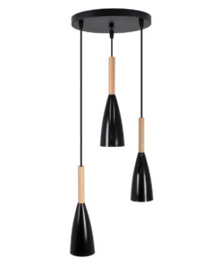 GLOBOSTAR® DILLON 00626 Μοντέρνο Κρεμαστό Φωτιστικό Οροφής με Ντουί 3 x E27 AC 220-240V IP20 - Μαύρο & Μπεζ - Μ26 x Π26 x Υ130cm 12 00626 3