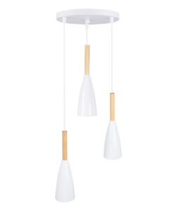 GLOBOSTAR® DILLON 00627 Μοντέρνο Κρεμαστό Φωτιστικό Οροφής με Ντουί 3 x E27 AC 220-240V IP20 - Λευκό & Μπεζ - Μ26 x Π26 x Υ130cm 12 00627 3