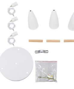 GLOBOSTAR® DILLON 00627 Μοντέρνο Κρεμαστό Φωτιστικό Οροφής με Ντουί 3 x E27 AC 220-240V IP20 - Λευκό & Μπεζ - Μ26 x Π26 x Υ130cm 17 00627 8