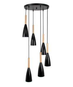 Alternative view of GLOBOSTAR® DILLON 00628 Μοντέρνο Κρεμαστό Φωτιστικό Οροφής με Ντουί 6 x E27 AC 220-240V IP20 - Μαύρο & Μπεζ - Μ52 x Π52 x Y130cm