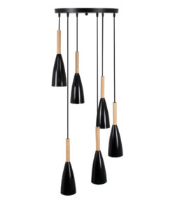 GLOBOSTAR® DILLON 00628 Μοντέρνο Κρεμαστό Φωτιστικό Οροφής με Ντουί 6 x E27 AC 220-240V IP20 - Μαύρο & Μπεζ - Μ52 x Π52 x Y130cm 12 00628 3