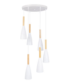 Alternative view of GLOBOSTAR® DILLON 00629 Μοντέρνο Κρεμαστό Φωτιστικό Οροφής με Ντουί 6 x E27 AC 220-240V IP20 - Λευκό & Μπεζ - Μ52 x Π52 x Y130cm