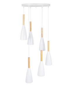 GLOBOSTAR® DILLON 00629 Μοντέρνο Κρεμαστό Φωτιστικό Οροφής με Ντουί 6 x E27 AC 220-240V IP20 - Λευκό & Μπεζ - Μ52 x Π52 x Y130cm 12 00629 3